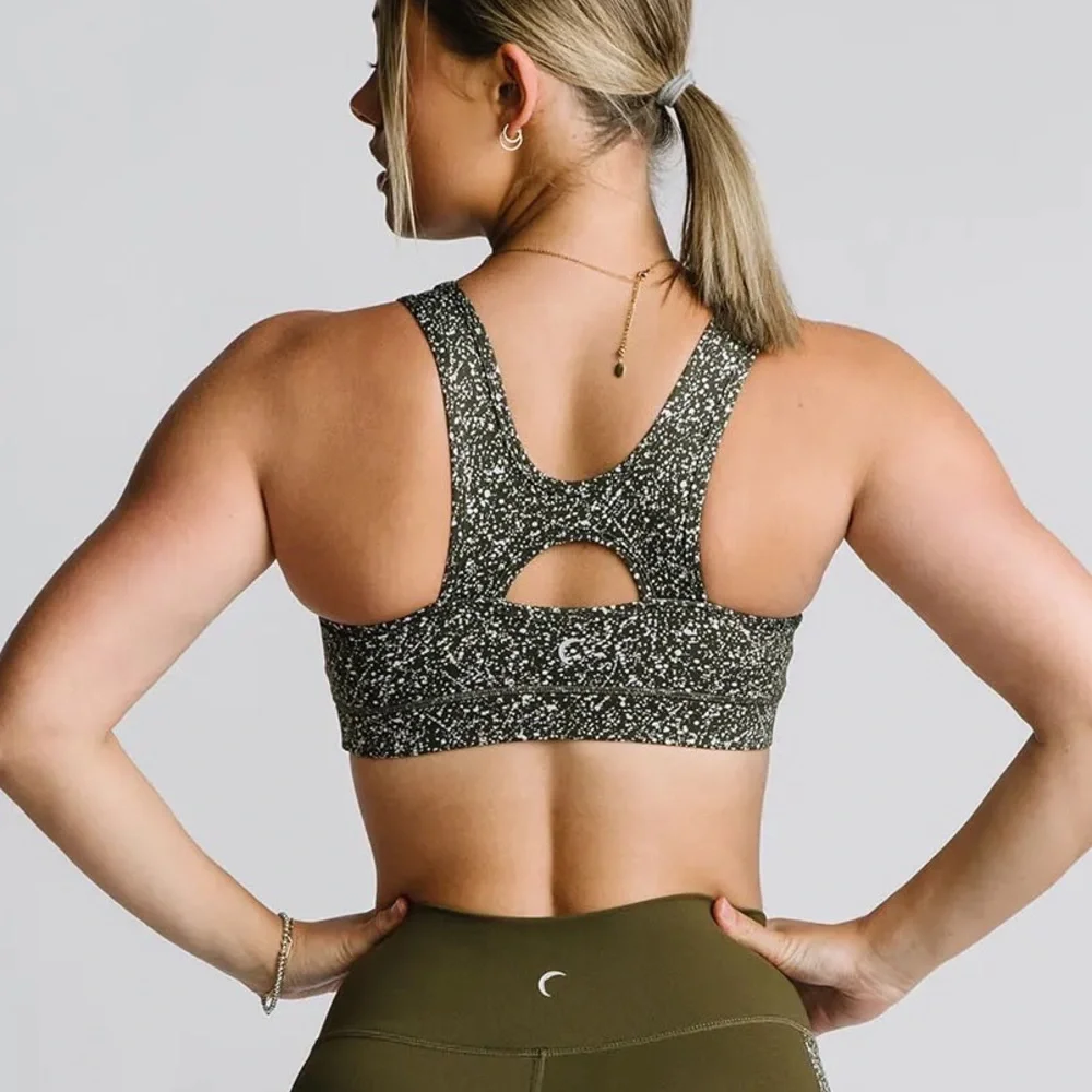 ZYIA Olive Green Speckled Sports Bra - Medium - Picture 10 of 13